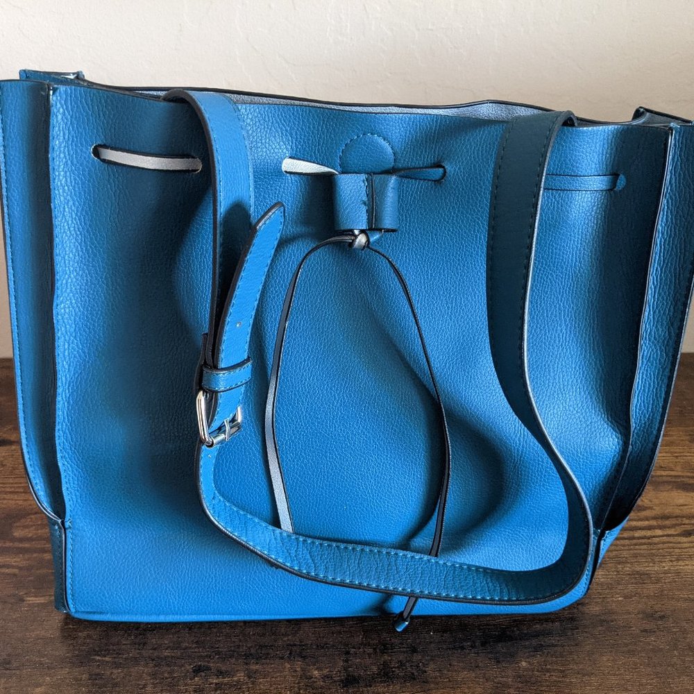 Barneys NY- Rare Designer Bag in Teal w/ Silver Lining